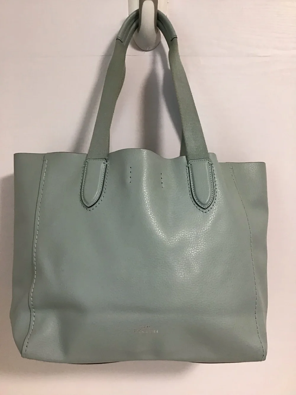 Coach Derby light blue leather tote bag please read